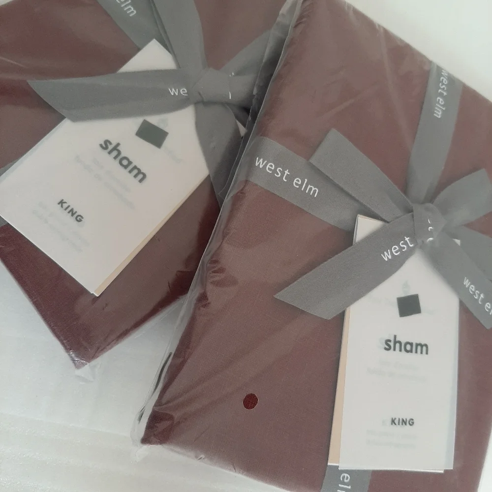 West Elm Belgian Flax Linen King Shams Currant